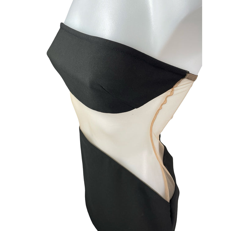 PrettyLittleThing Black Mesh Sheer Waist Strapless Bandeau Mini Bodycon Dress 4