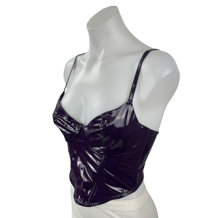 Savage x Fenty Purple Latex Bustier Corset Adjustable Sleeveless Crop Top Size S