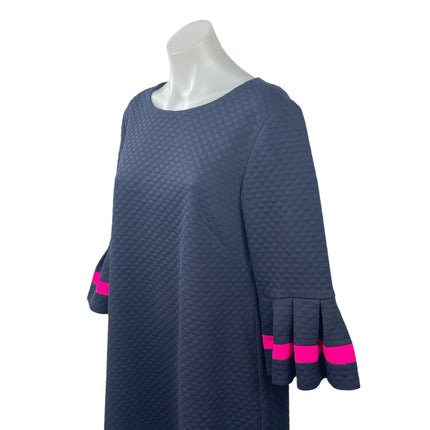 Eliza J Women's Blue Quilted Ruffle Bell Sleeve Midi Flare A-Line Shift Dress 12