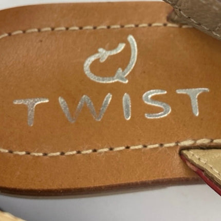 Twist Multicolor Striped  Beaded T-Strap Slingback Buckle Flats Sandals Size 8.5