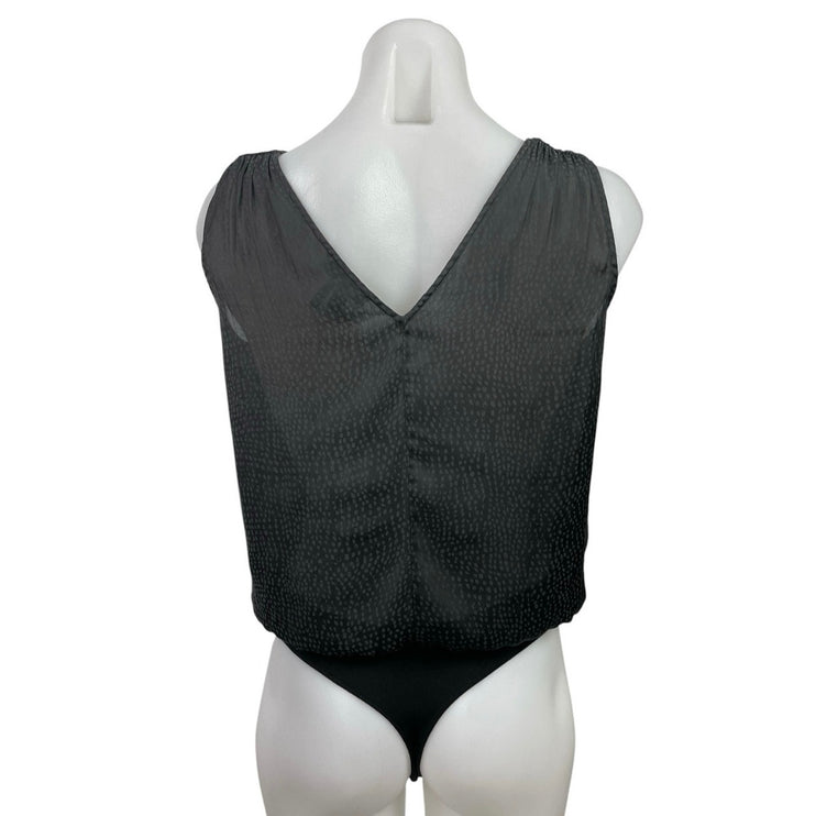 Paige Women's Black Burnout Polka Dots Sleeveless Cowl Neck Bodysuit Top Size XS