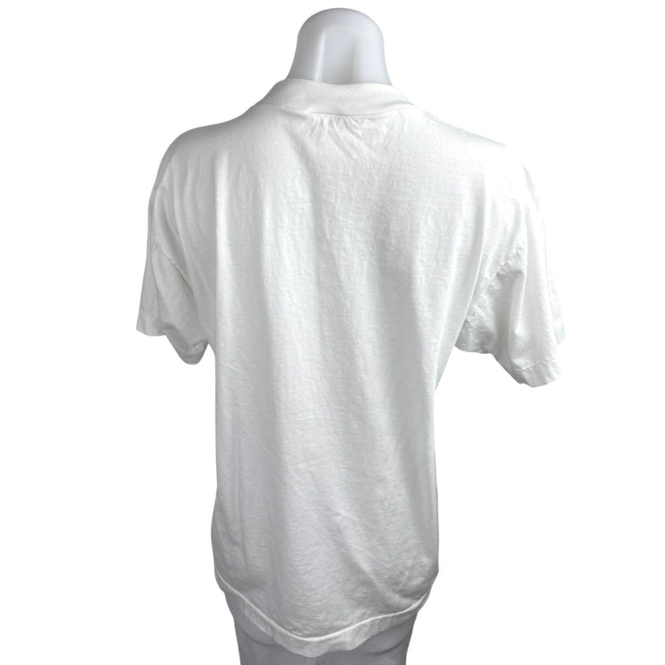 Peer By Peter Mussfeldt White Cancun Crewneck Short Sleeve Tee T shirt Top Sz L