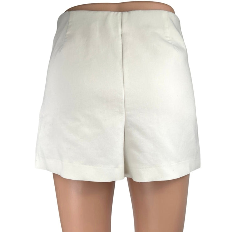 Zara Women's White Straight Pencil Slit Pockets Zipper Mini Skirt Skort Size XS