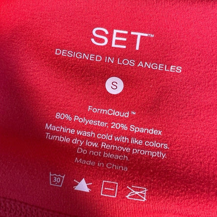 Set Active Red Short Sleeve Scoop Neck Crop Top Leggings Athletic Set Size S