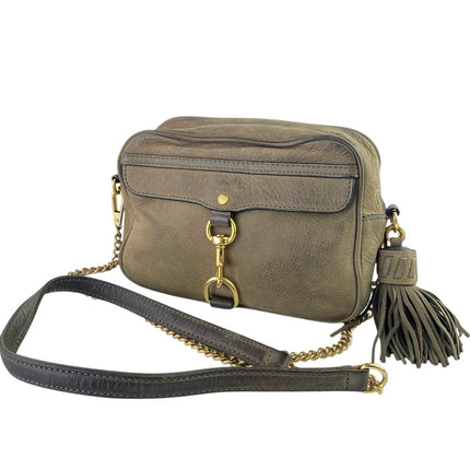 Rebecca Minkoff Women's Brown Brushed Pebbled Leather Chain Strap Crossbody Bag