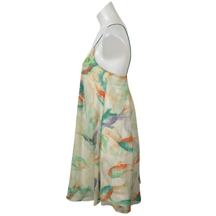 Zara Multicolor Watercolor Fish Print Sleeveless Camisole Mini Slip Dress Sz XS0