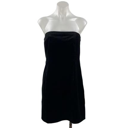 Theory Black Velvet Velour Sleeveless Strapless Bodycon Tube Mini Dress Size 4