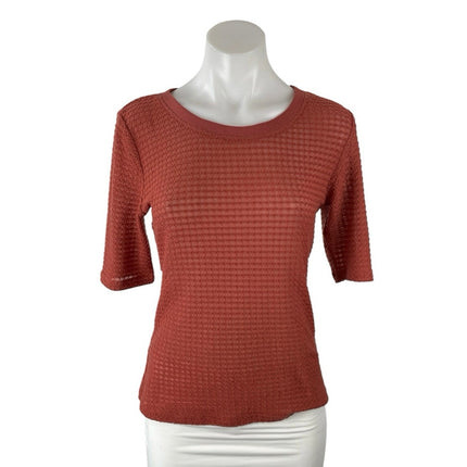 Anthropologie Pilcro Women's Rust Brown Knit Short Sleeve Sweater Top Size M