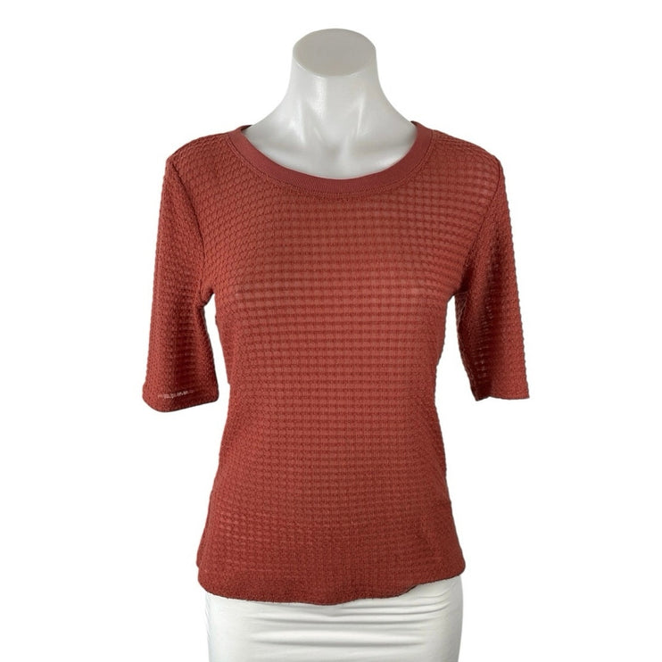 Anthropologie Pilcro Women's Rust Brown Knit Short Sleeve Sweater Top Size M
