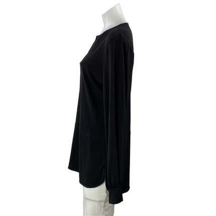 Lauren Ralph Lauren Women's Black V Neck Notch Long Sleeve Blouse Top Size M