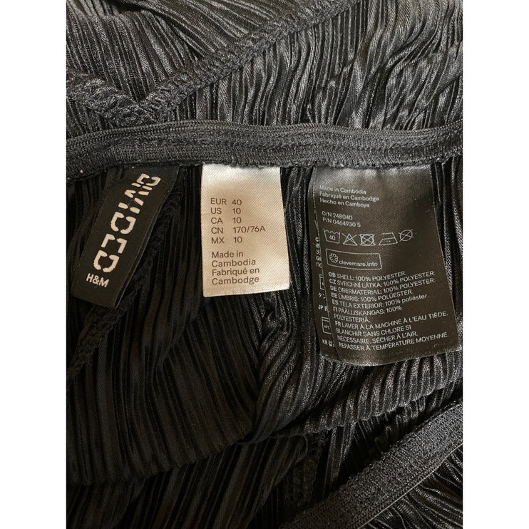 H&M Divided Black Plisse Pleated Sleeveless Halter Wide Leg Jumpsuit Romper 10