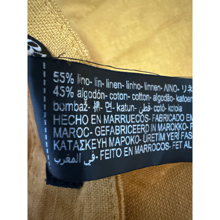 Zara Yellow Linen Tie Waist Lightweight Mini Straight Pencil Wrap Skirt Size L