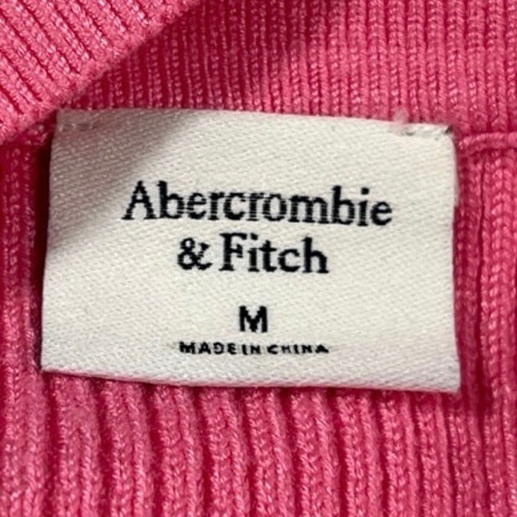 Abercrombie & Fitch Pink Ribbed Knit Collared Polo Pullover Sweater Vest Top M