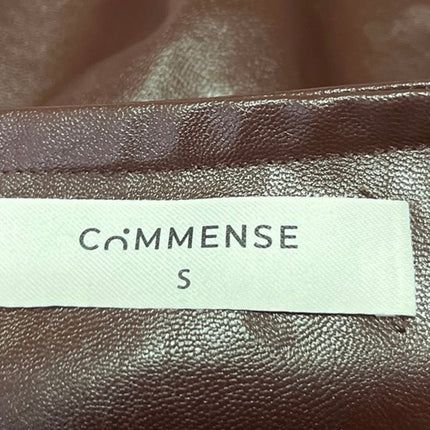 Commense Brown Faux Vegan Leather Mini Zipper Straight Pencil Skirt Size S