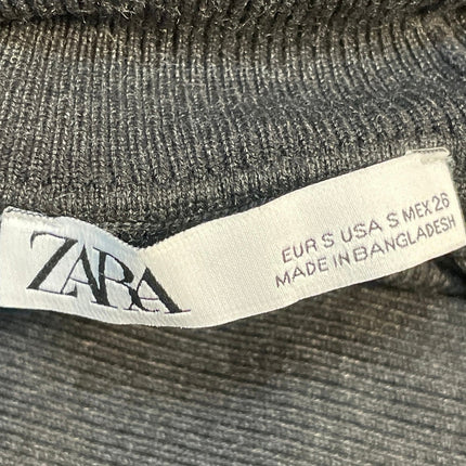 Zara Gray Turtleneck Long Sleeve Gold Button Mini Bodycon Sheath Sweater Dress S