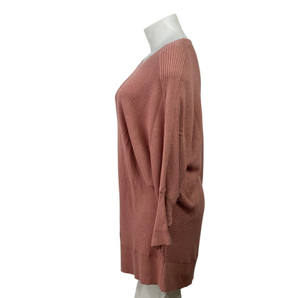 Anne Klein Pink Ribbed Knit Dolman Sleeve Loose Pullover Sweater Top Size 2XL