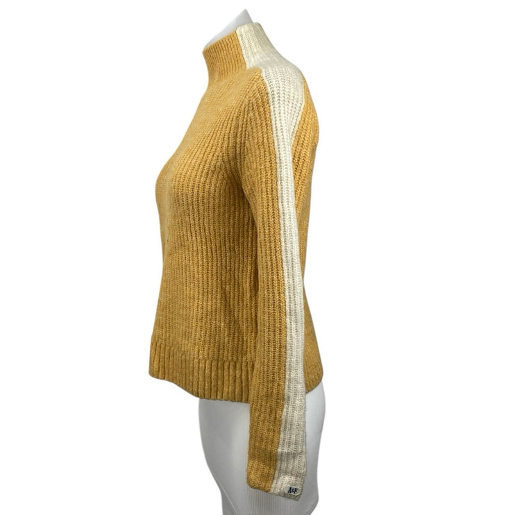 Abercrombie & Fitch Yellow Cream Long Sleeve Turtleneck Sweater Top Size XS