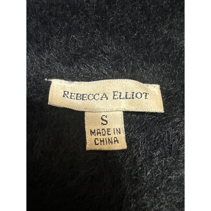 Rebecca Elliot Women's Black Faux Fur Long Sleeve Collar Trench Coat Jacket Sz S