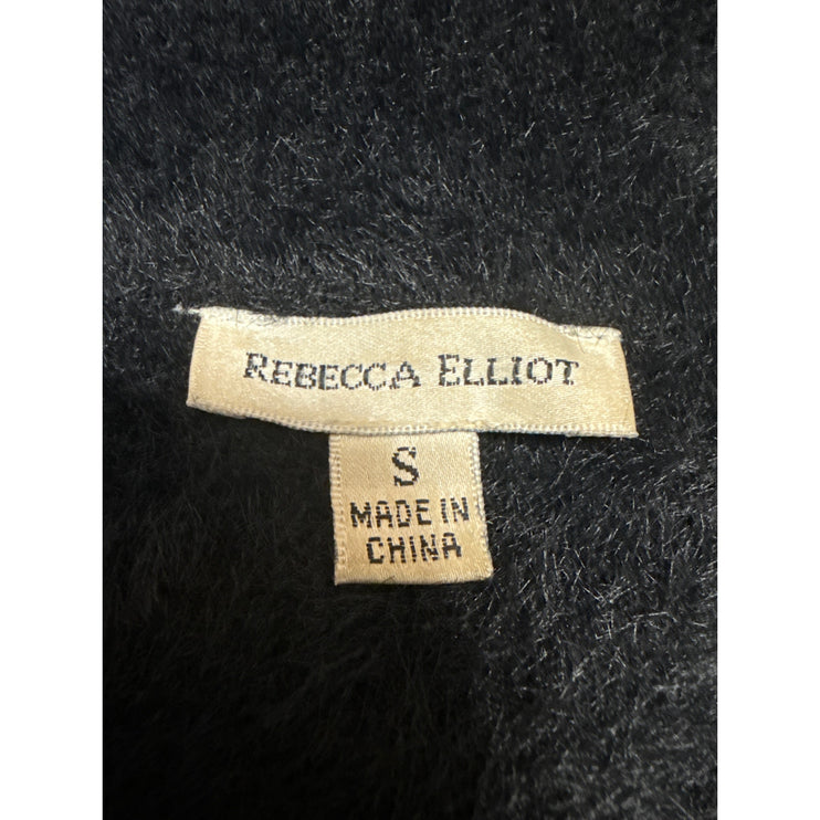 Rebecca Elliot Women's Black Faux Fur Long Sleeve Collar Trench Coat Jacket Sz S