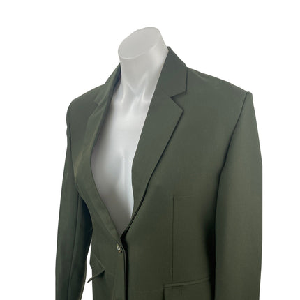 Women's Green Floral Jacquard Lined Notch Lapel Blazer Coat Suit Jacket Size S
