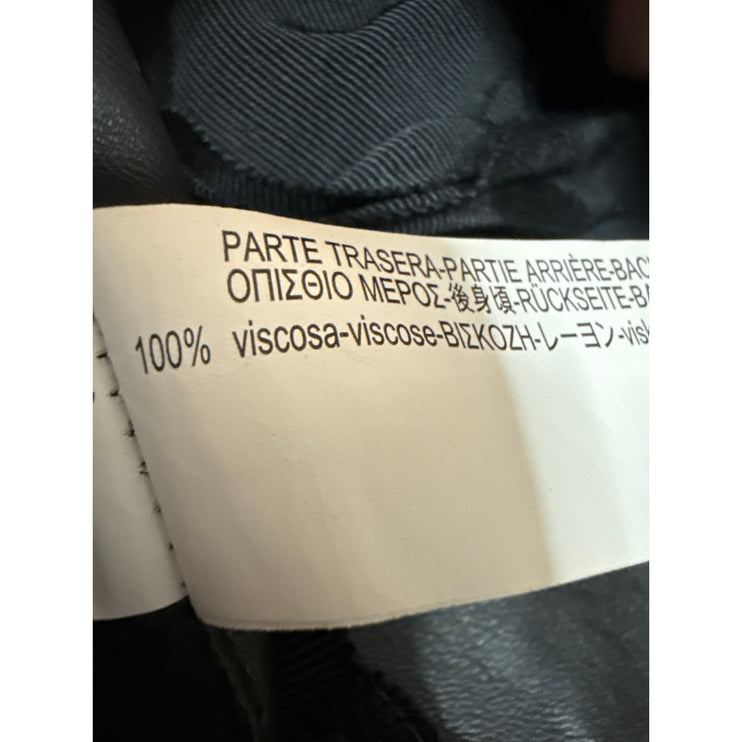 Zara Women's Black Faux Vegan Leather Sleeveless Lace Up Back Crop Tank Top Sz S