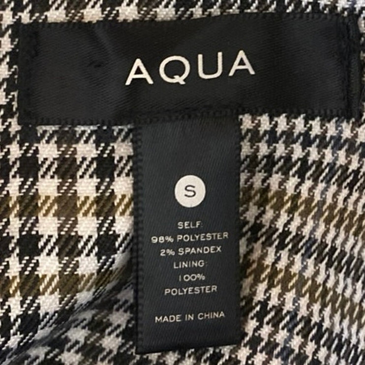 Aqua Women's Gray Plaid Houndstooth Long Sleeve Peak Lapel Blazer Jacket Sz S