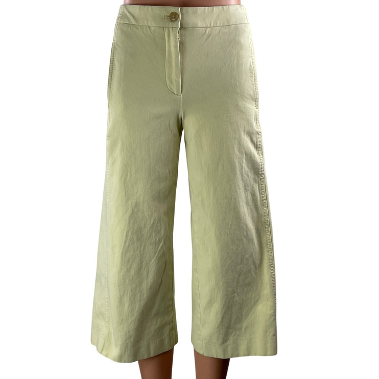 Ann Taylor Womens Green High Rise Wide Leg Baggy Cropped Trousers Pants Size 00P