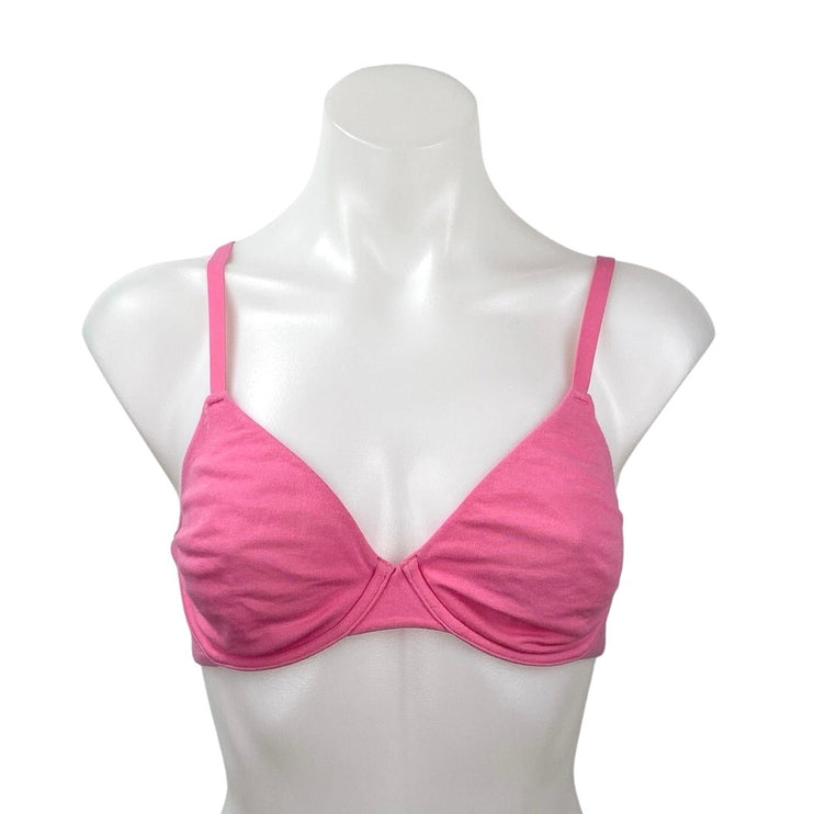 SKIMS Womens Pink Cotton Jersey Adjustable Strap Underwire T-Shirt Bra Size 34D