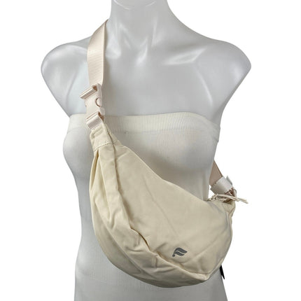 NEW Fabletics Bone White Crossbody Hobo Crescent Moon Gym Athletic Handbag OS