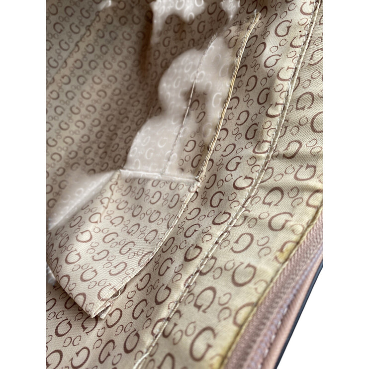 Guess Culkin Women's Beige Logo Monochrome Leather Shoulder Tote Bag Handbag OS