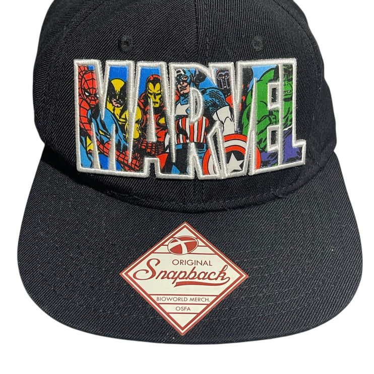 Marvel Avengers Character Black Embroidered Logo Snapback Baseball Cap Hat OS