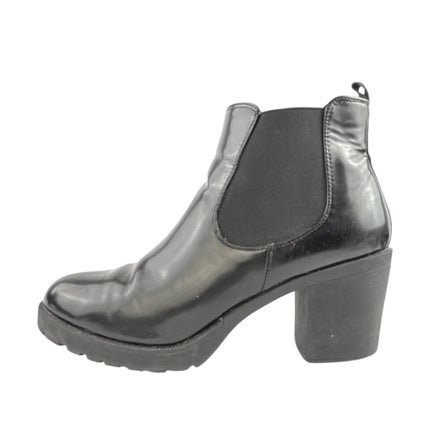 Halston Women's Black Vegan Leather Round Toe Block Heels Chelsea Boots Size 11