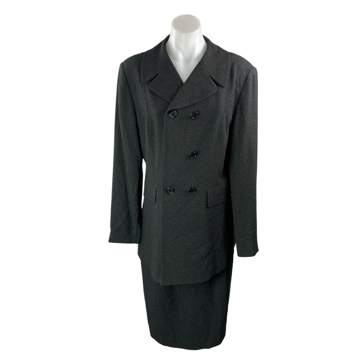 Tahari Women's Black Double Breasted Peacoat Pencil Skirt Two Piece Set Size 12