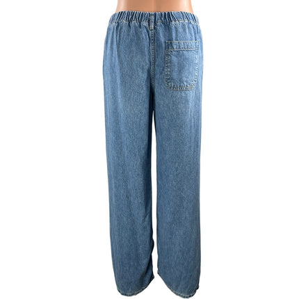 Zara Women's Blue Elastic Waist High Rise Straight Relaxed Denim Jeans Size 4