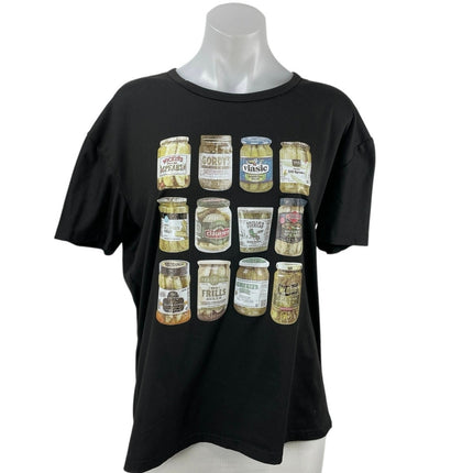 Women's Black Branded Pickle Jars Graphic Short Sleeve T Shirt Tee Top Size XL