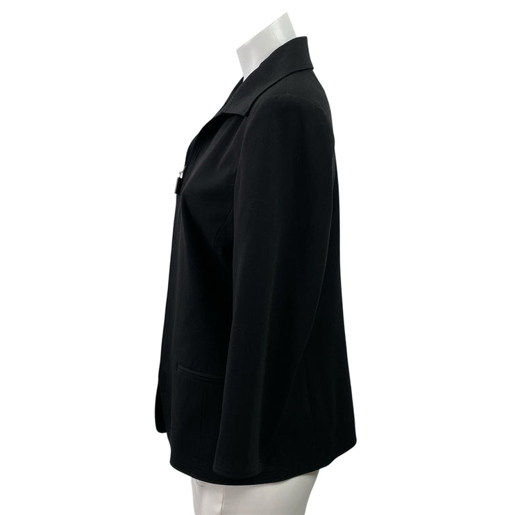 Trousers ETC Women's Black Long Sleeve Zip Up Pocket Blazer Coat Jacket Size 4