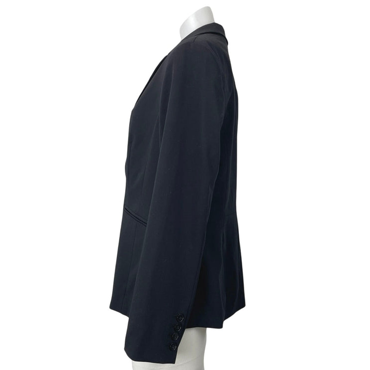Liz Claiborne Women Black One Button Peak Lapel Long Sleeve Blazer Coat Jacket M