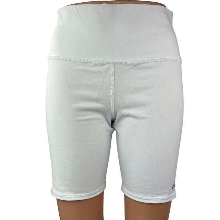 Alo Yoga Women's White High Waisted Yoga Running Athletic Biker Shorts Size M