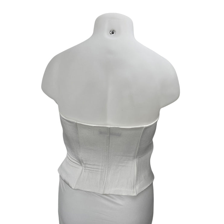 Zara Women's White Sleeveless Strapless Bandeau Corset Crop Tank Tube Top Sz XL