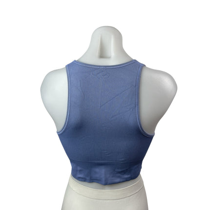 Athleta Women's Blue Ribbed Knit Sleeveless Yoga Workout Athletic Crop Top Sz S