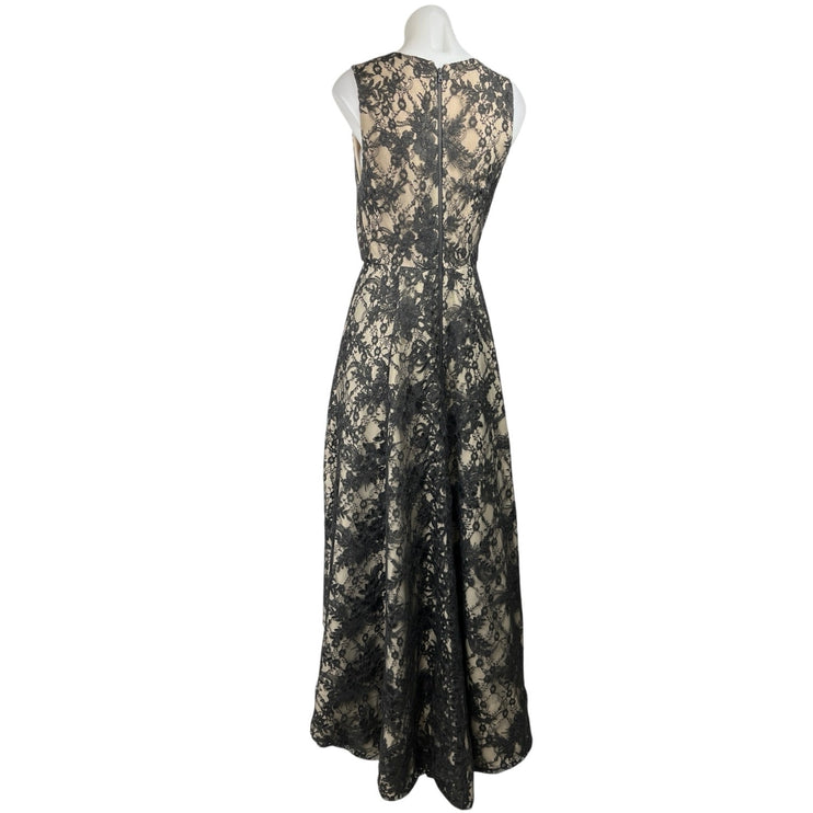 Alice + Olivia by Stacey Bendet Black Cream Floral Lace Overlay High Low Dress 4