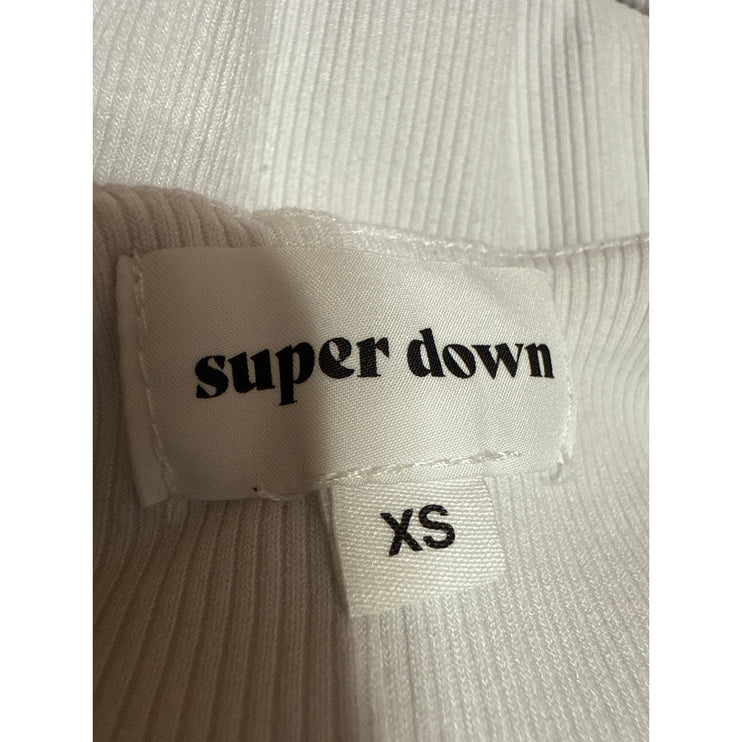 Superdown White Sleeveless Open Back Rib Knit Turtleneck Tank Bodysuit Top XS