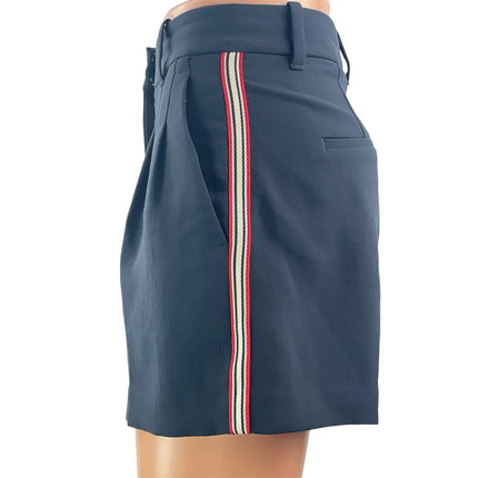 Aritzia Wilfred The Effortless Blue Pleated Side Striped Tailored Mini Shorts 0