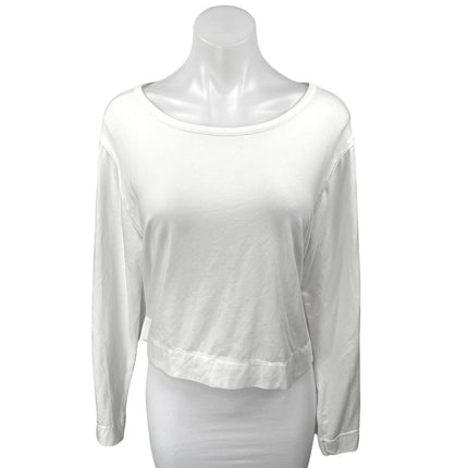 Anthropologie Women's White Long Sleeve Boat Neck Pullover Tee T-Shirt Top Sz M