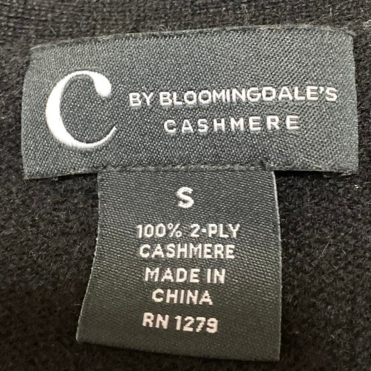 C by Bloomingdale's 100% Cashmere Black Knit Long Sleeve Cardigan Sweater Top S