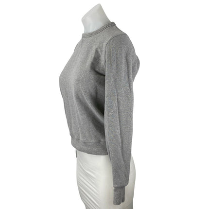 Ann Mashburn Women's Gray Crewneck Long Sleeve Crop Sweatshirt Sweater Top Sz XS