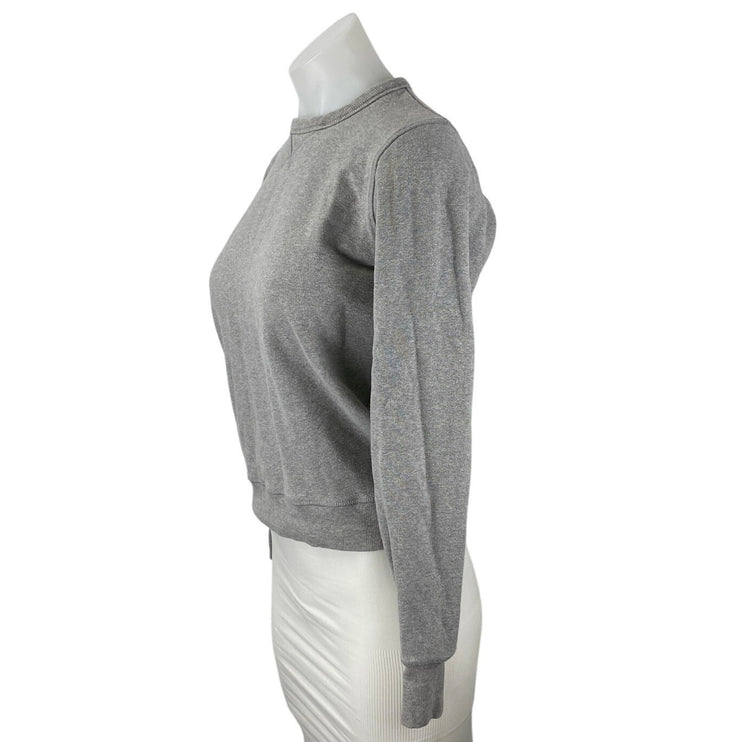 Ann Mashburn Women's Gray Crewneck Long Sleeve Crop Sweatshirt Sweater Top Sz XS