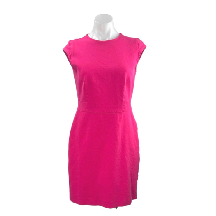 Ann Taylor Women Pink Short Cap Sleeve Crew Neck Career Mini Sheath Dress Size 8
