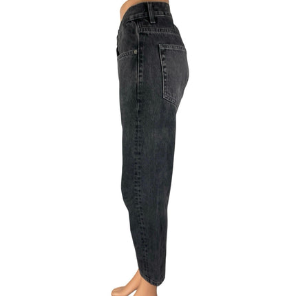 Zara Women's Black High Waisted Straight Tapered Leg Denim Jeans Pants Size 32