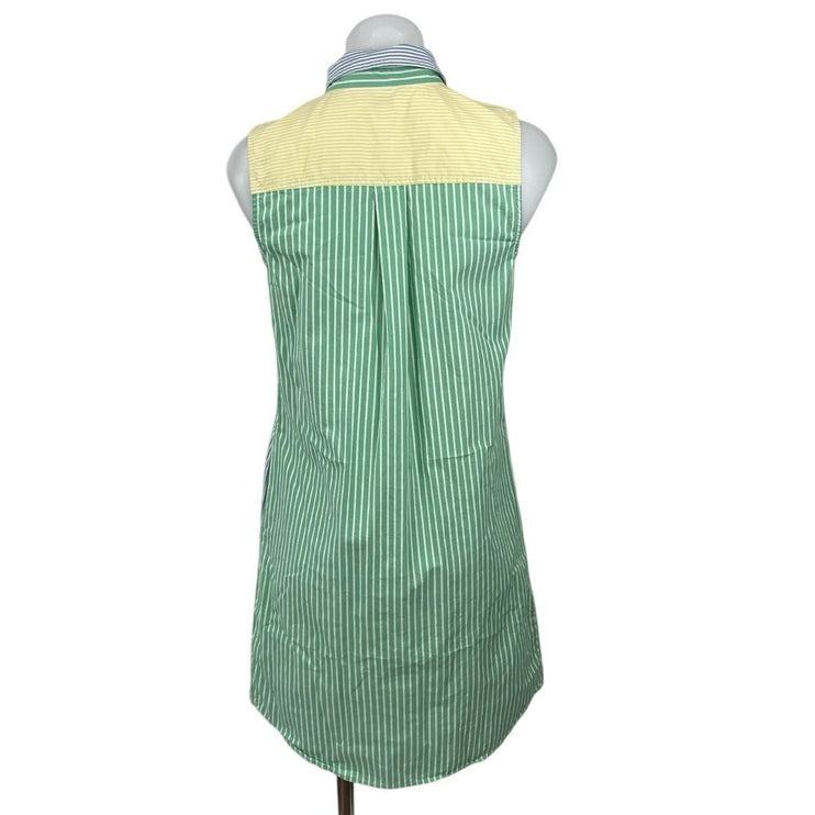 J.Crew Multicolor Rainbow Stripe Sleeveless Colorblock Mini Shirt Dress Size S